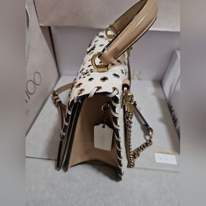 Coach Parker Top Handle With Scattered Rivets Tearose Handbag Leather Purse